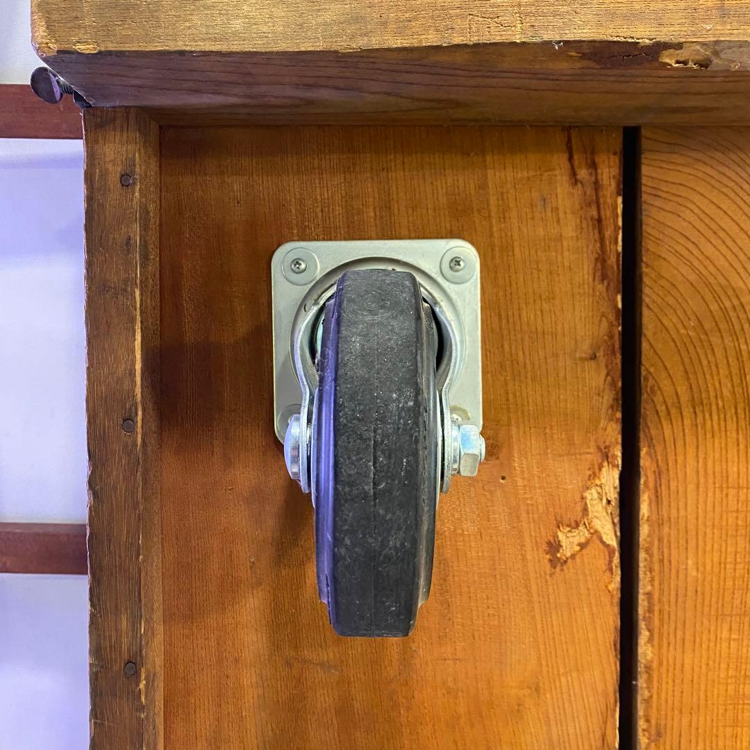 欅材ローテーブル キャスター付き 展示台 アンティーク