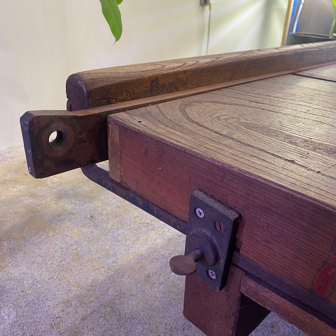 欅材ローテーブル キャスター付き 展示台 アンティーク