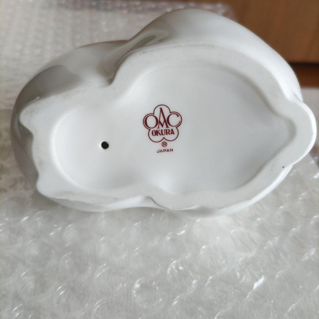 極美品　大倉陶園　OKURA　うさぎ　兎　双兎　置物　白磁