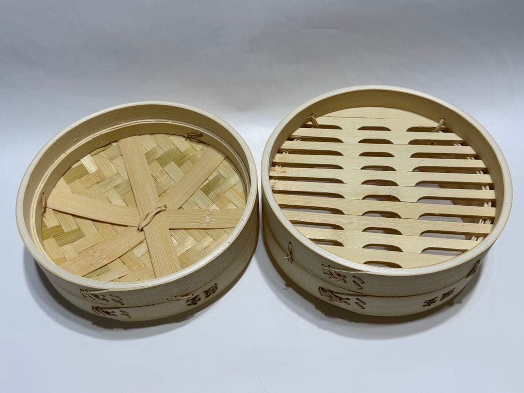 １セット限定出品・竹製蒸籠２１センチ１段セット（高いタイプ）