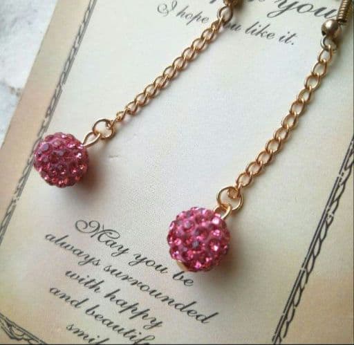 ピンク　ビジュー　パヴェボール　ピアス　イヤリング　メモリーオイル　アロマオイル