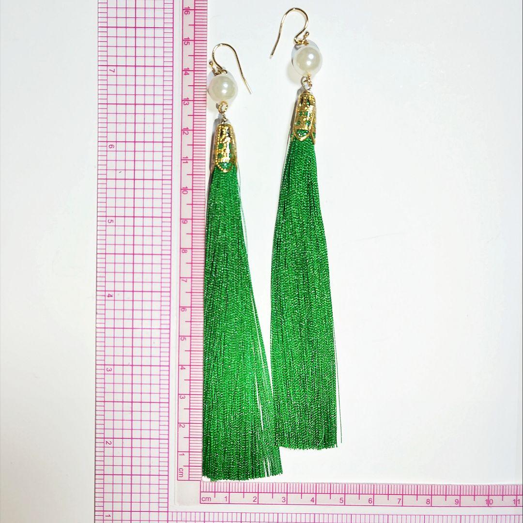 【1271】大きめパールビーズとタッセルのピアス