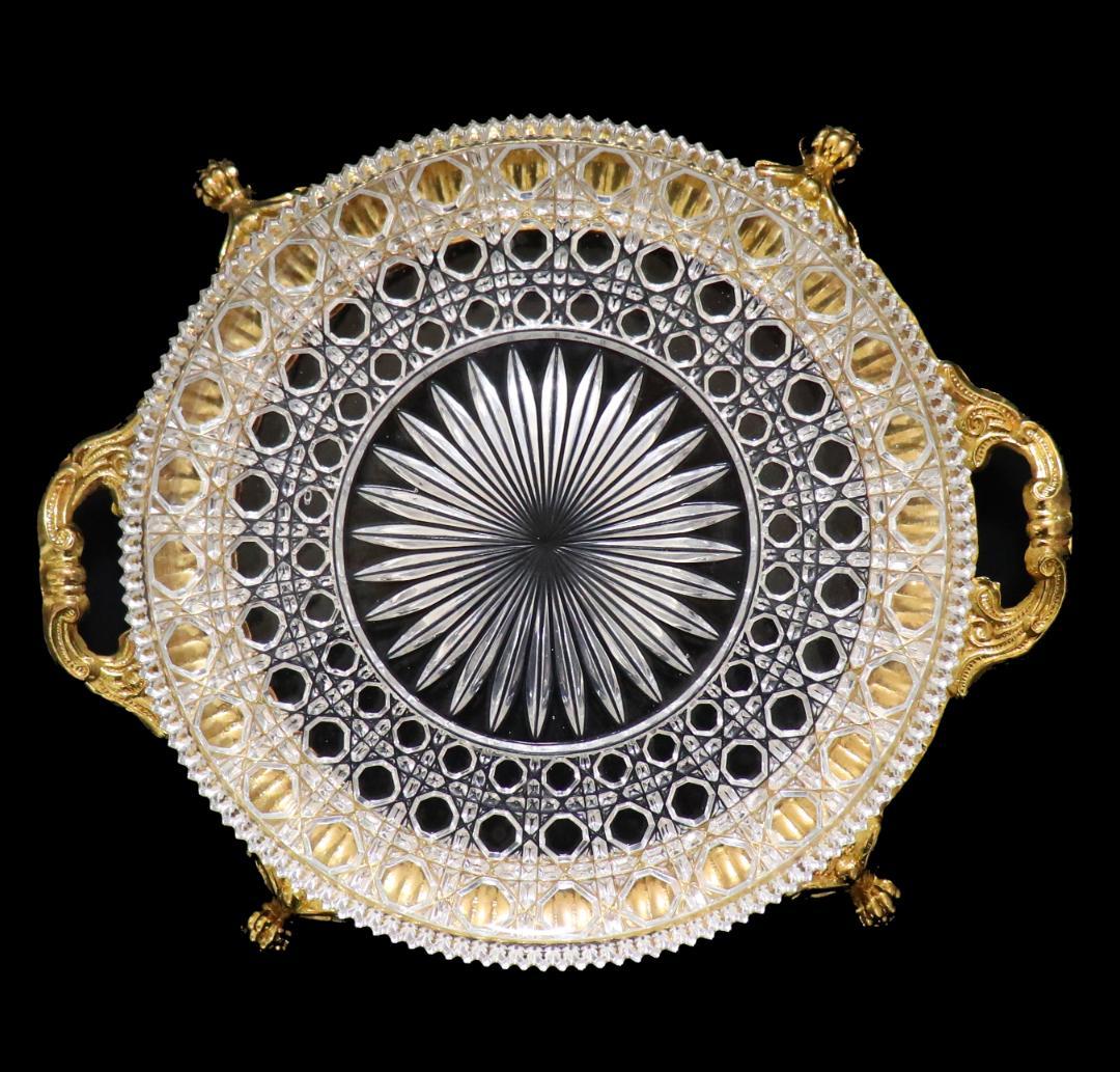 オールド・バカラ 博物館級!! 特大 ブロンズ装飾 獅子脚台座 センターピース