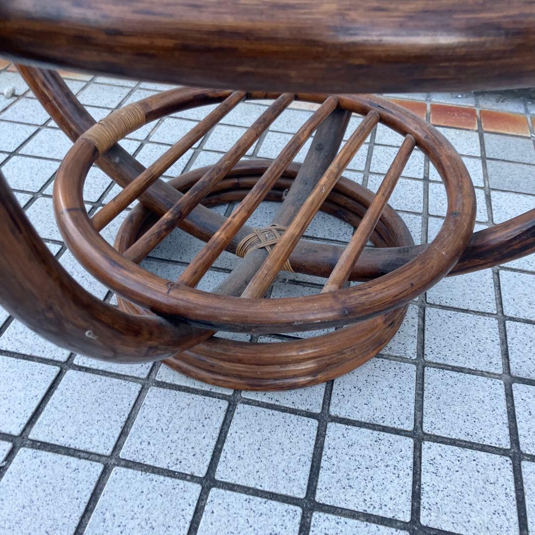 昭和レトロ ヴィンテージ ラタンラウンドテーブル 籐家具古家具 センターテーブル
