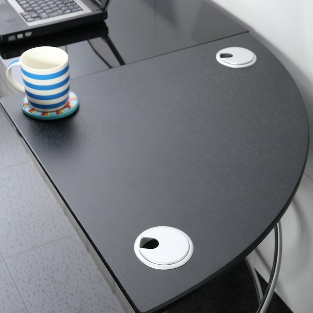 L型ガラス天板PCワークデスク ブラック W156