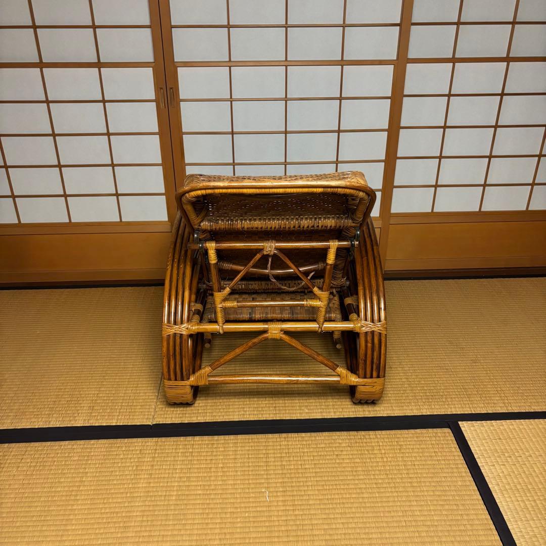 ラタン リクライニングチェア 和風 籐 昭和レトロ