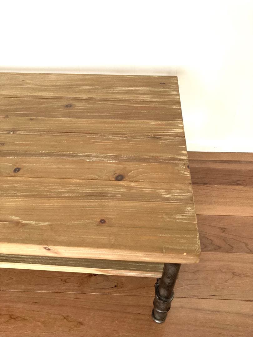 【メンテ済み】古材と鉄管を組み合わせたビンテージテーブル　工業系