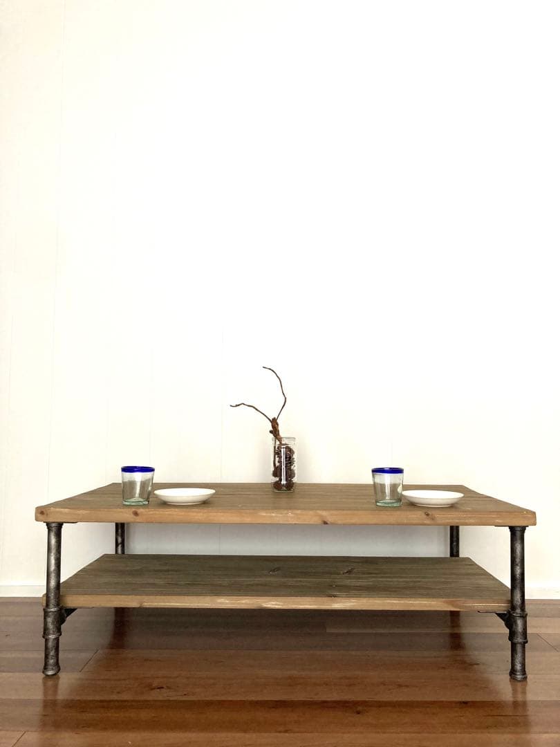 【メンテ済み】古材と鉄管を組み合わせたビンテージテーブル　工業系