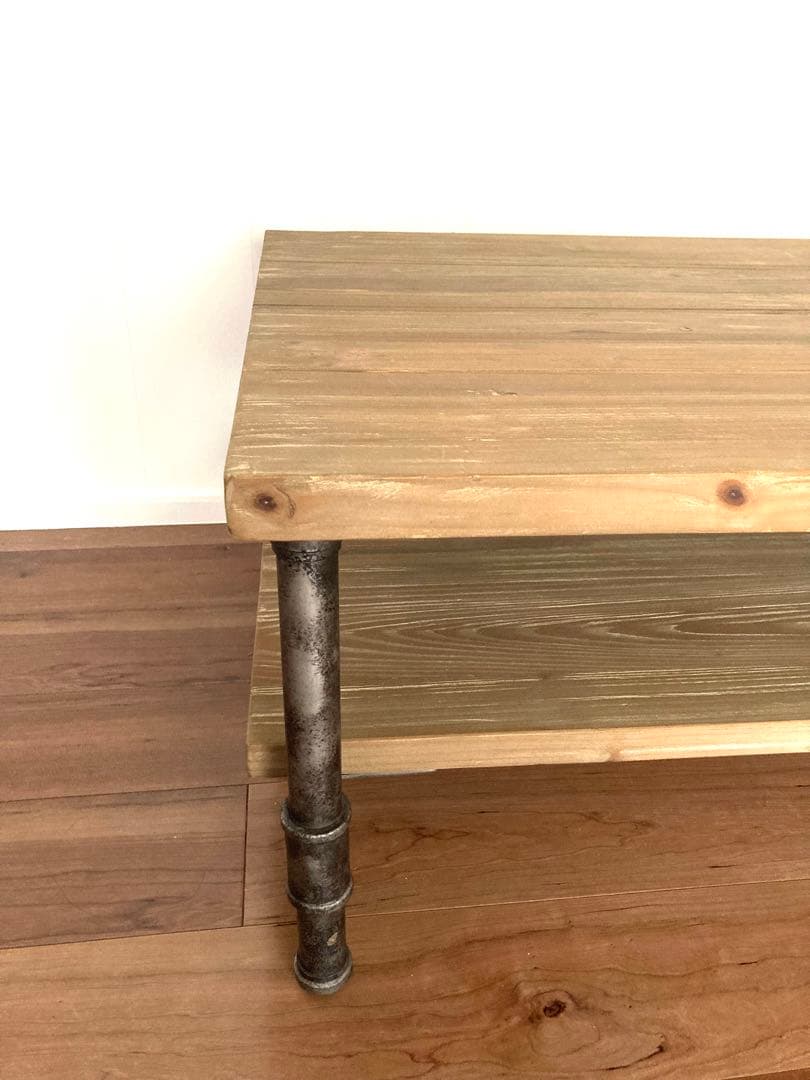 【メンテ済み】古材と鉄管を組み合わせたビンテージテーブル　工業系