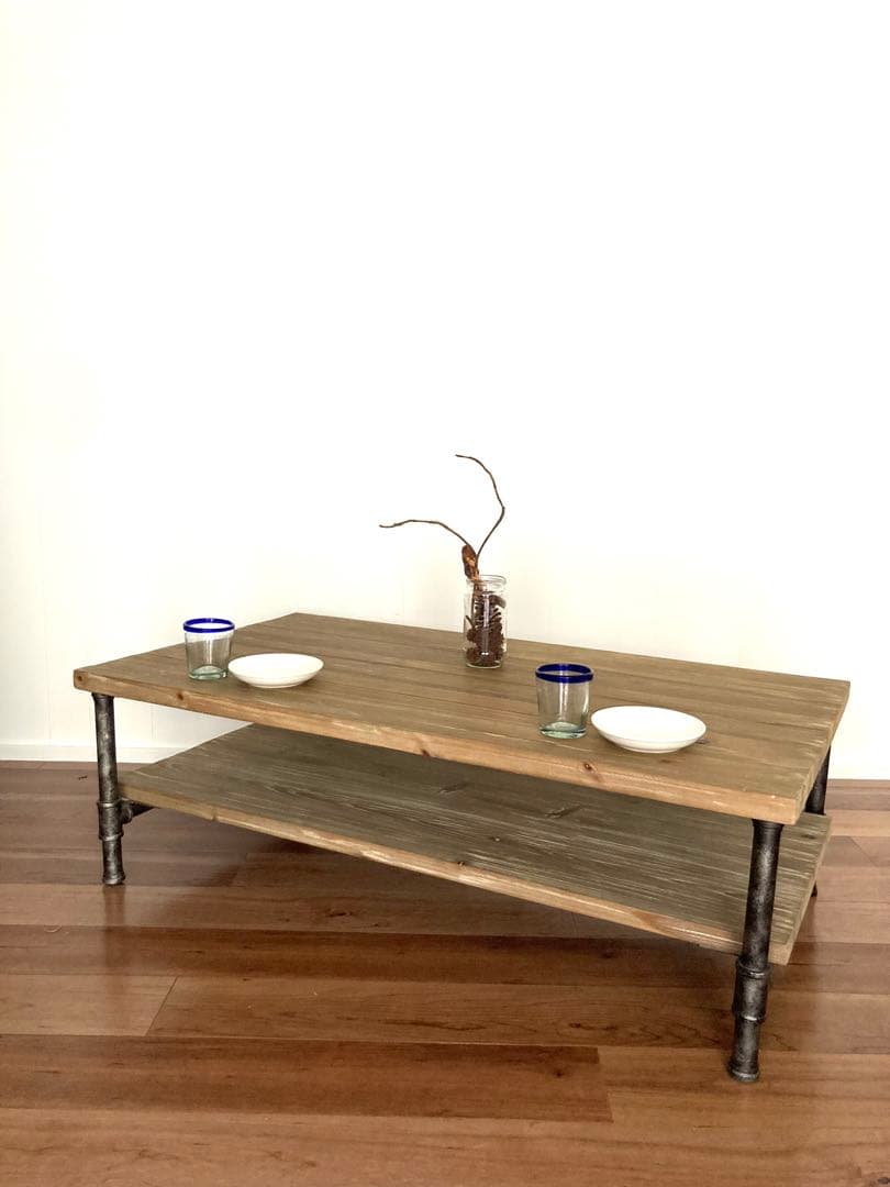 【メンテ済み】古材と鉄管を組み合わせたビンテージテーブル　工業系