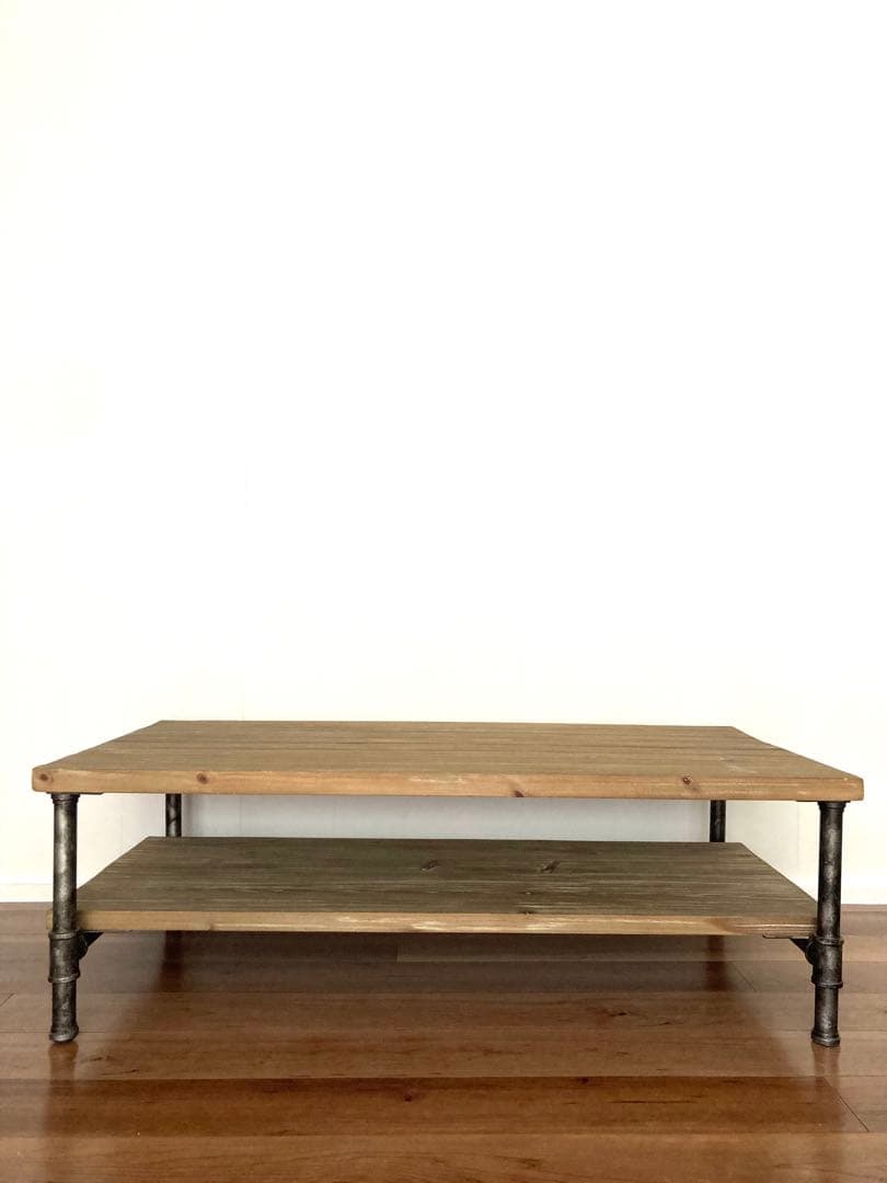 【メンテ済み】古材と鉄管を組み合わせたビンテージテーブル　工業系