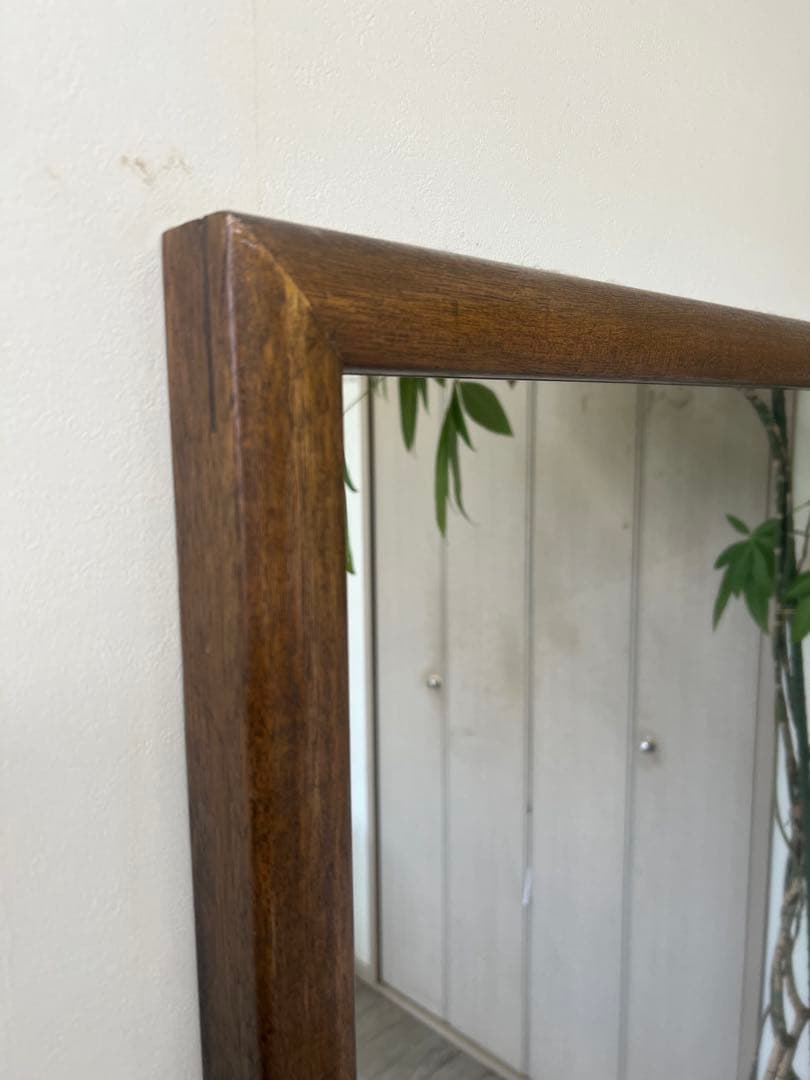 大型木製壁掛け鏡 ブラウン　美容室　鏡　姿見