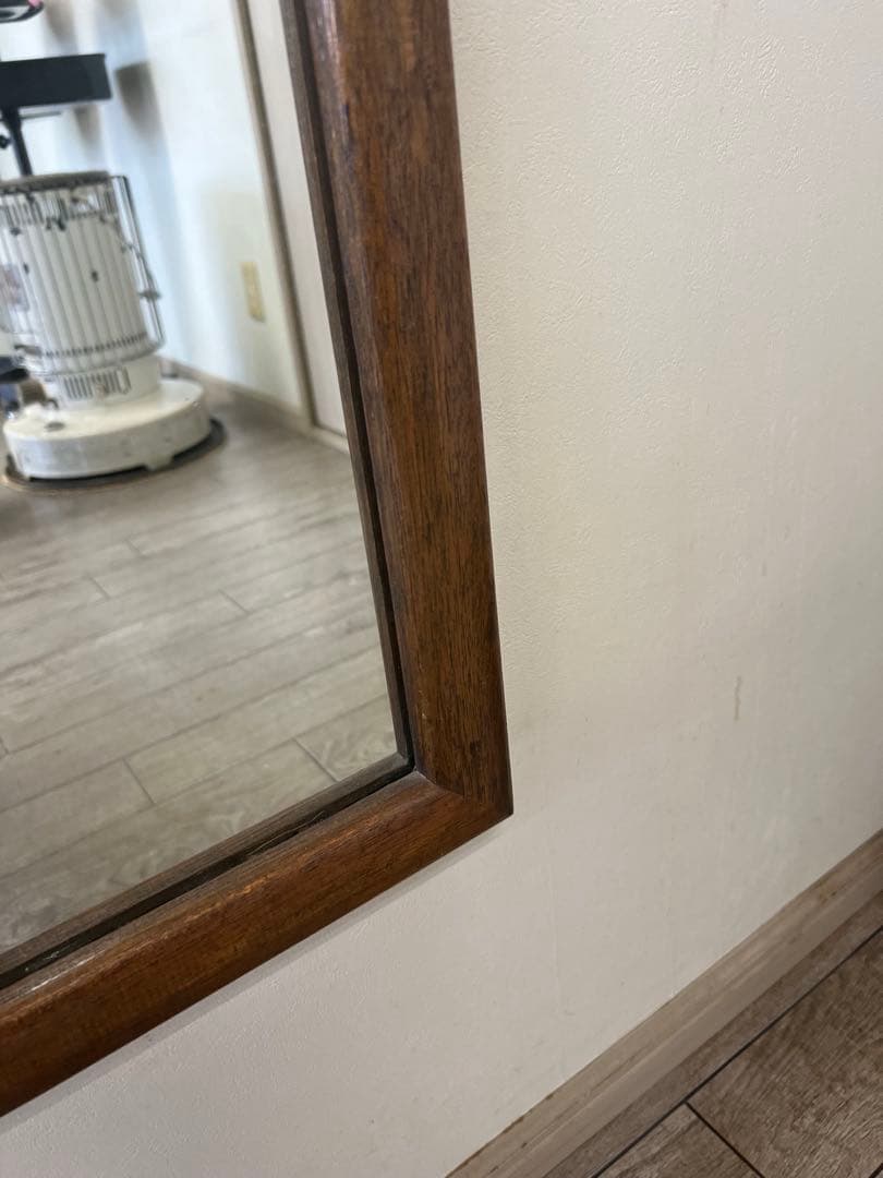 大型木製壁掛け鏡 ブラウン　美容室　鏡　姿見