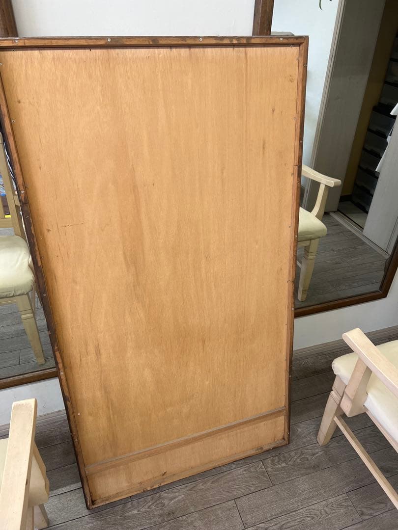 大型木製壁掛け鏡 ブラウン　美容室　鏡　姿見