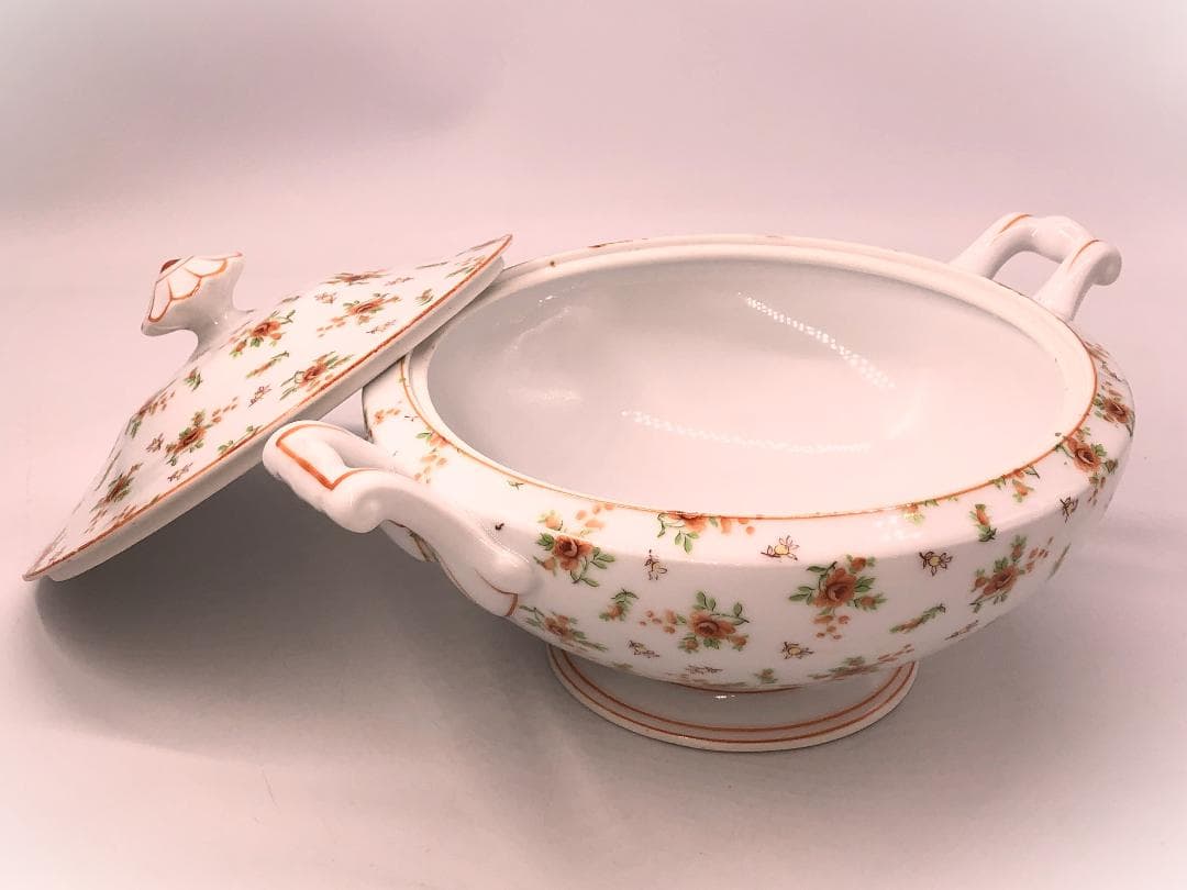 【 薔薇尽し蓋付コンポート 】　東和陶器ヴィンテージ　26.5ｃｍ