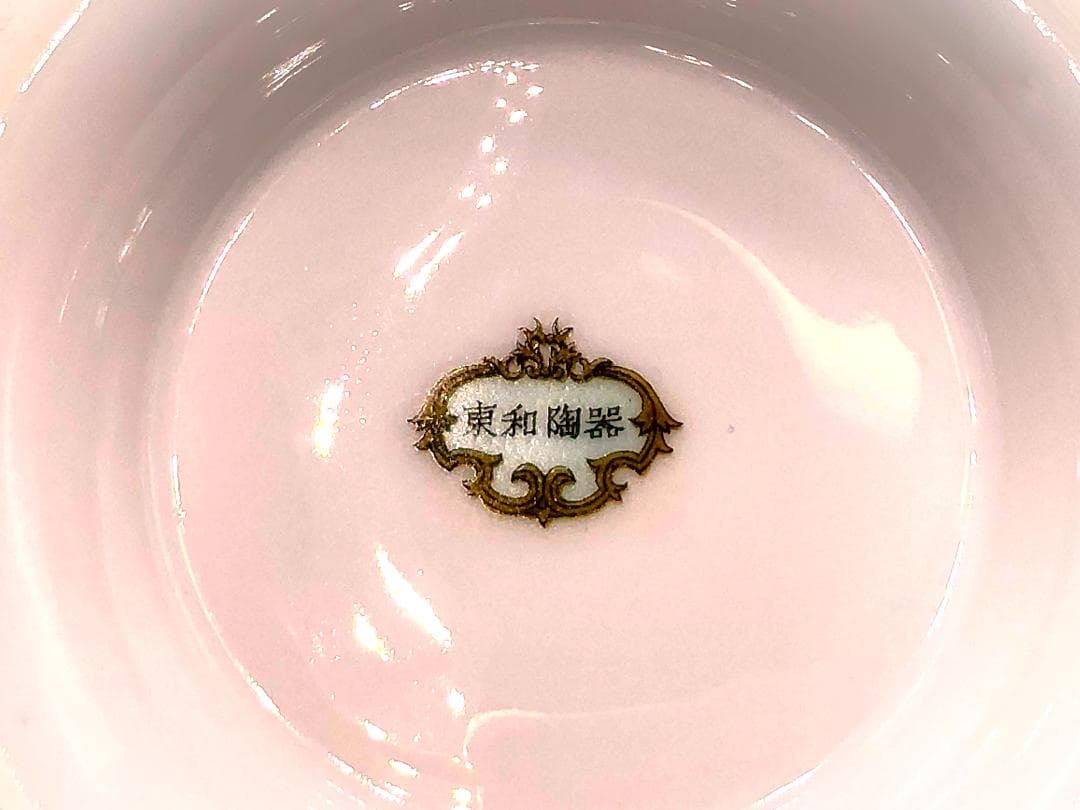 【 薔薇尽し蓋付コンポート 】　東和陶器ヴィンテージ　26.5ｃｍ