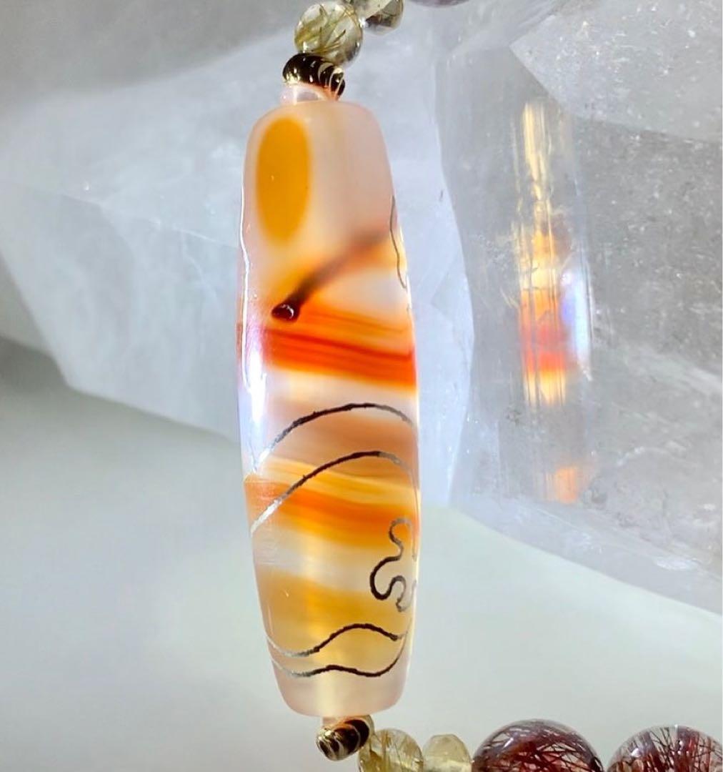 龍穴ありの強エネルギー❣️ レッドルチルクォーツ天珠龍上観音天珠