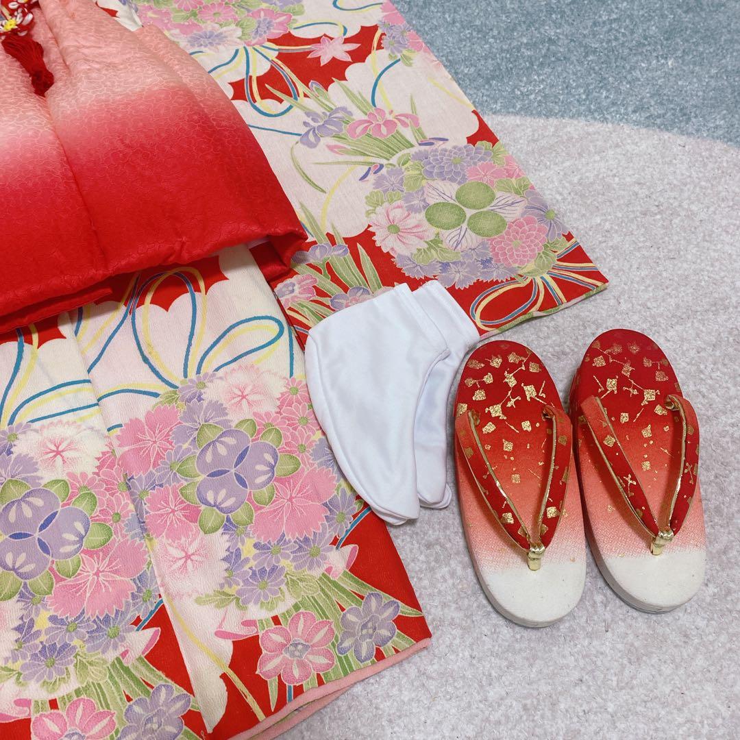 七五三 3歳 正絹 被布 着物 アンティーク 小物セット