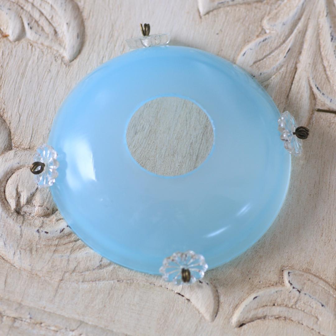 フランスアンティーク　ブルーオパリンガラス　ミニシェード/ランプシャンデリア灯具