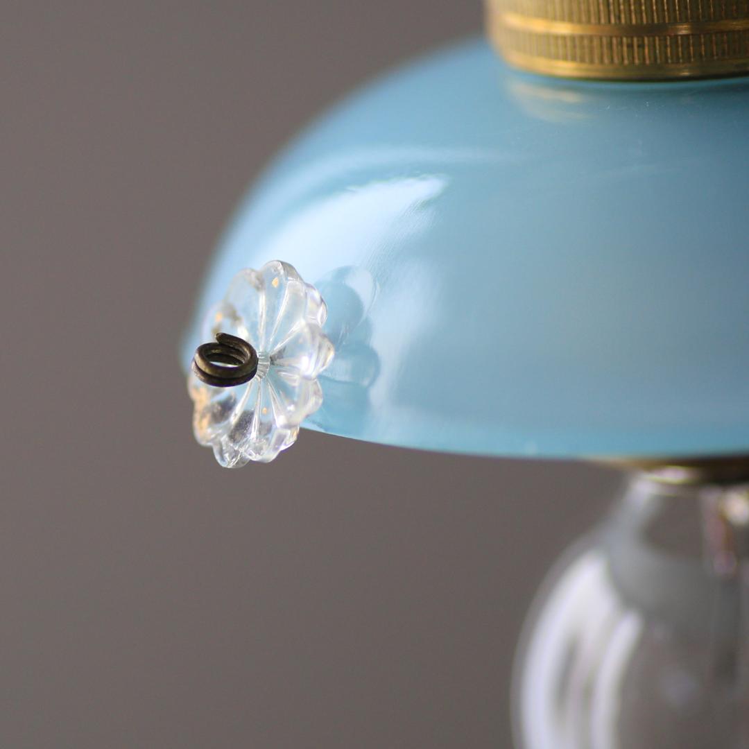 フランスアンティーク　ブルーオパリンガラス　ミニシェード/ランプシャンデリア灯具