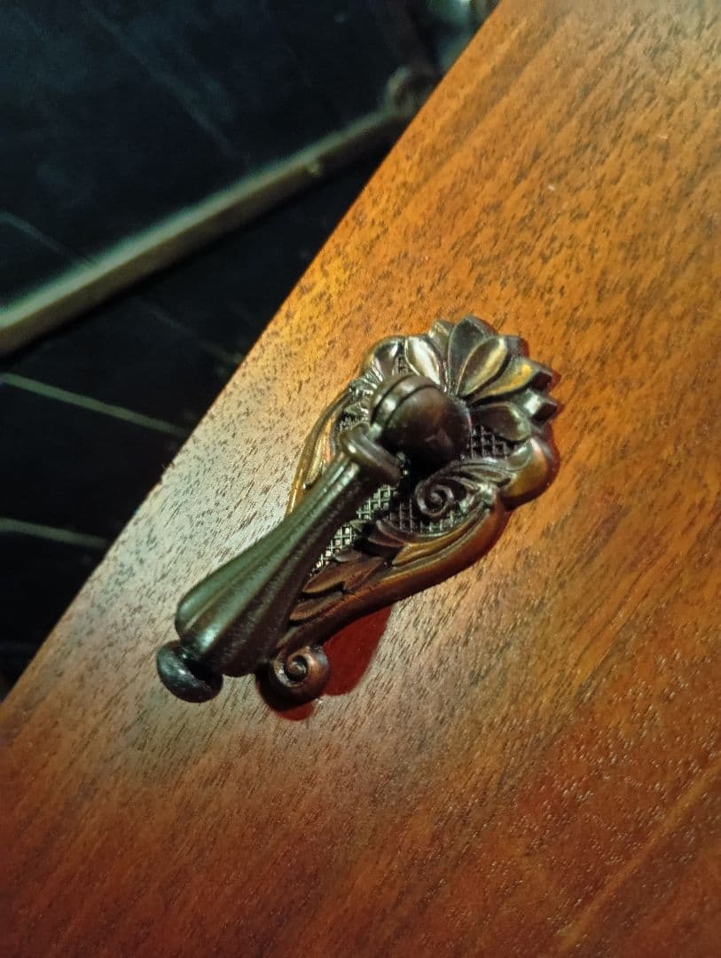 1960's チーク材 突板 カッパーハンドル ウッド レコード キャビネット