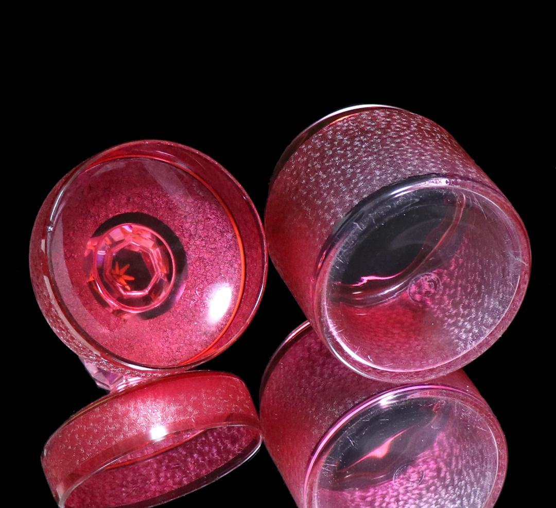 オールド・バカラ 最高級珍品 希少色 青海波模様 金彩 赤色被せ 蓋物 春海好み