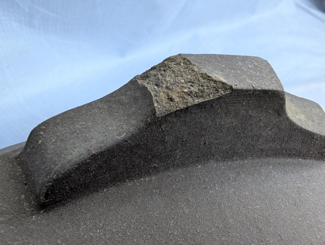 大型 盆栽鉢 山水図 楕円鉢 外寸50×40.5cm 高さ14.5cm　無銘