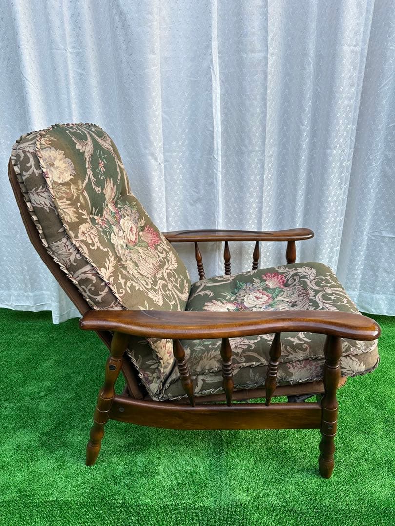 カリモク コロニアル クラシック花柄 リクライニングソファ 1人掛け i4-1※