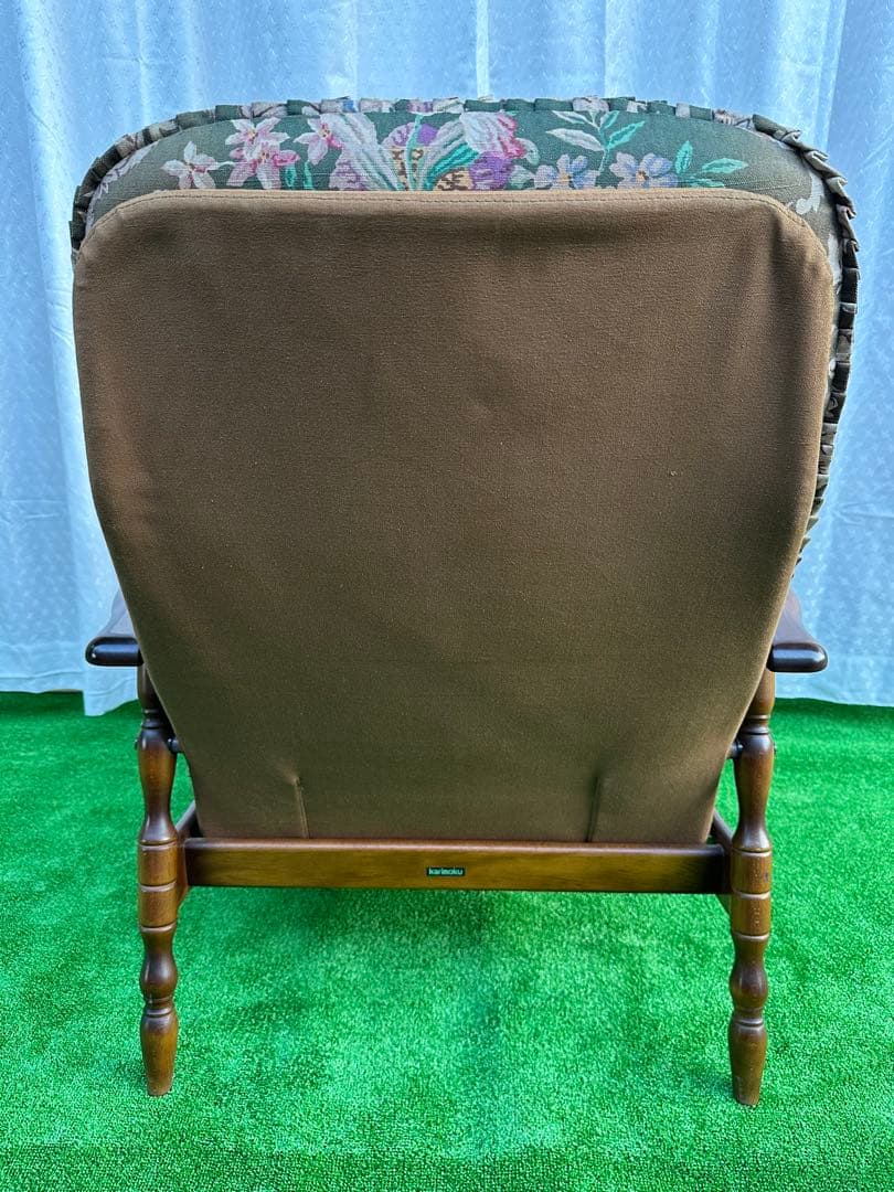 カリモク コロニアル クラシック花柄 リクライニングソファ 1人掛け i4-1※