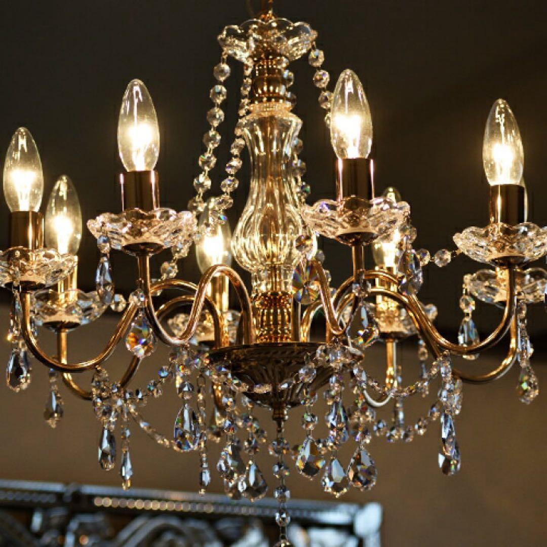 アスフォークリスタル使用 8灯シャンデリアマリーゴールド