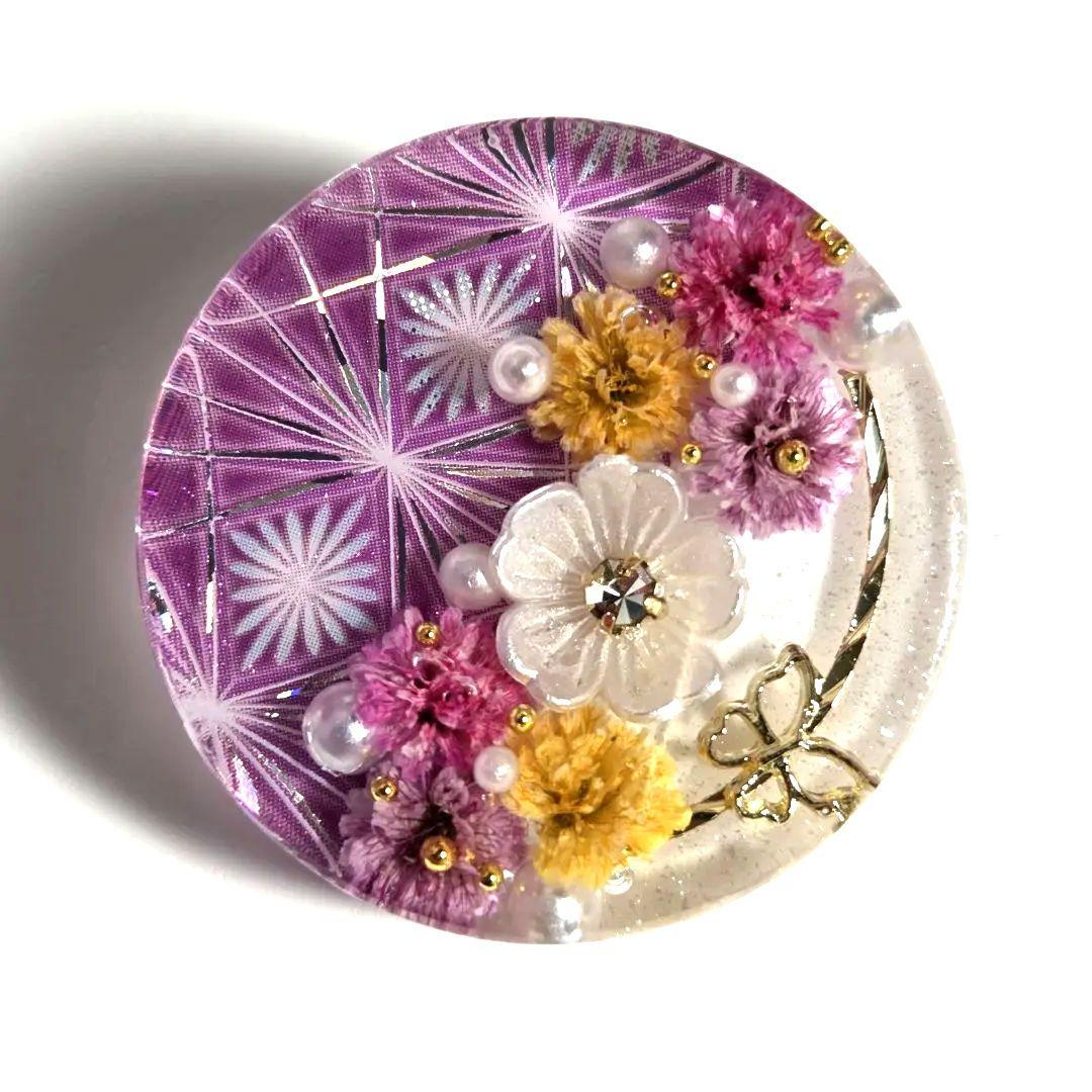 キラ　レジンヘアゴム　ヘアアクセサリー　　丸　約３.5cm