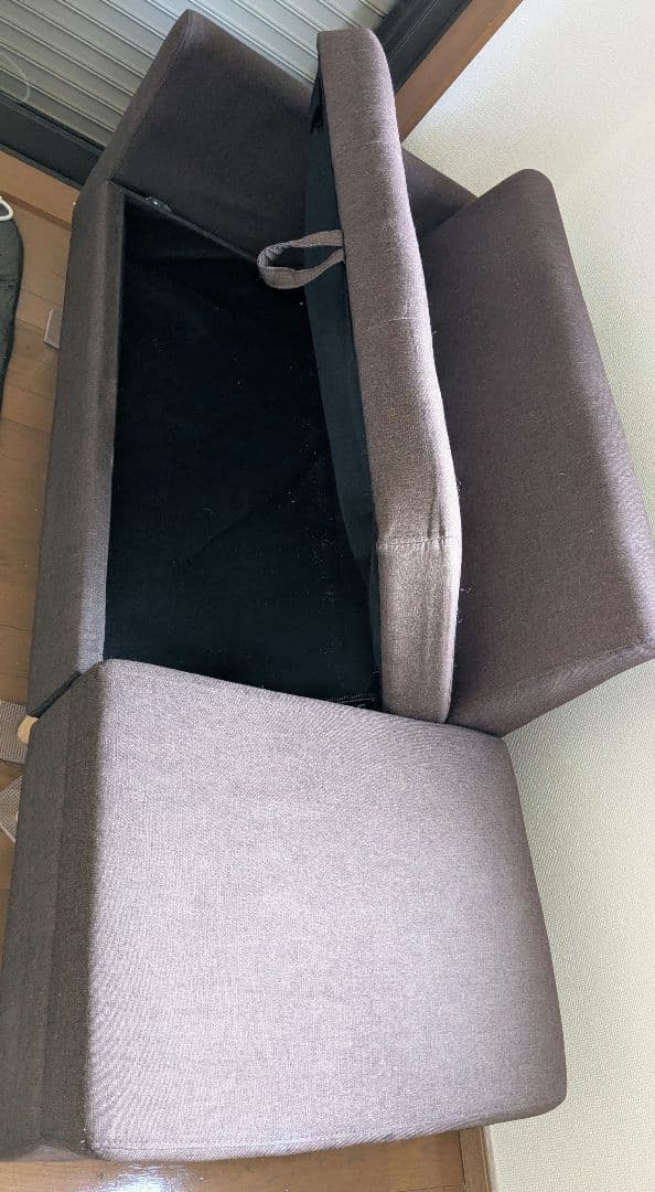 ソファ 2人掛け 収納付き オットマン付き ファブリック 肘掛け 木脚外し可能