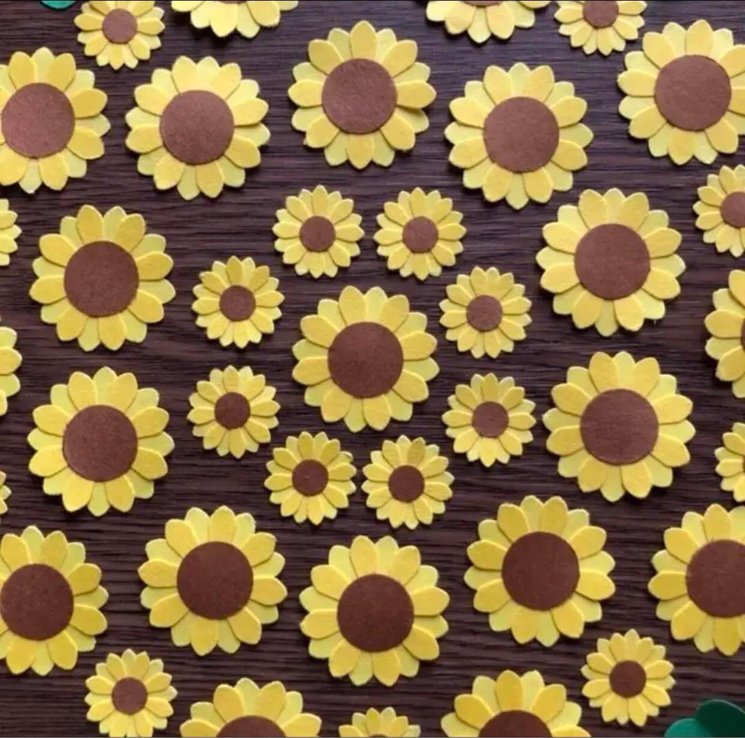 ペーパーフラワー＊ひまわり＊リーフ付き70枚＊クラフトパンチ＊アルバム＊花