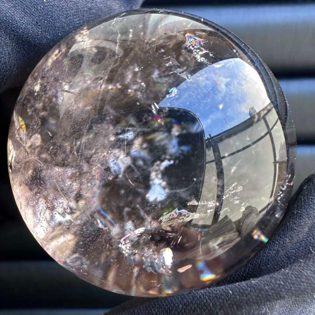 爆アレ❗️ 開運 魔除 ❗️レインボー☆スモーキークォーツ丸玉☆天然石A1529