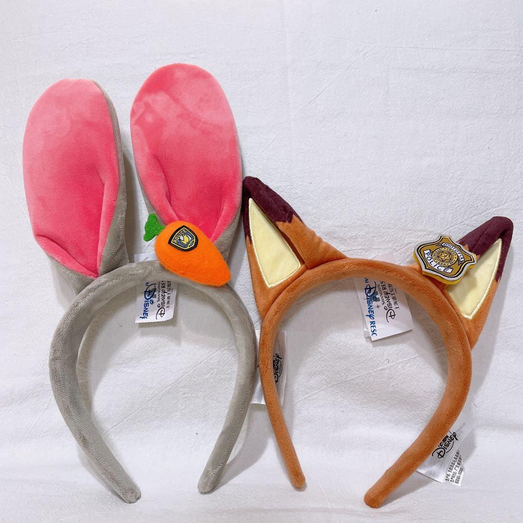 正規品 上海ディズニー ズートピア ニックとジュディ カチューシャ2点