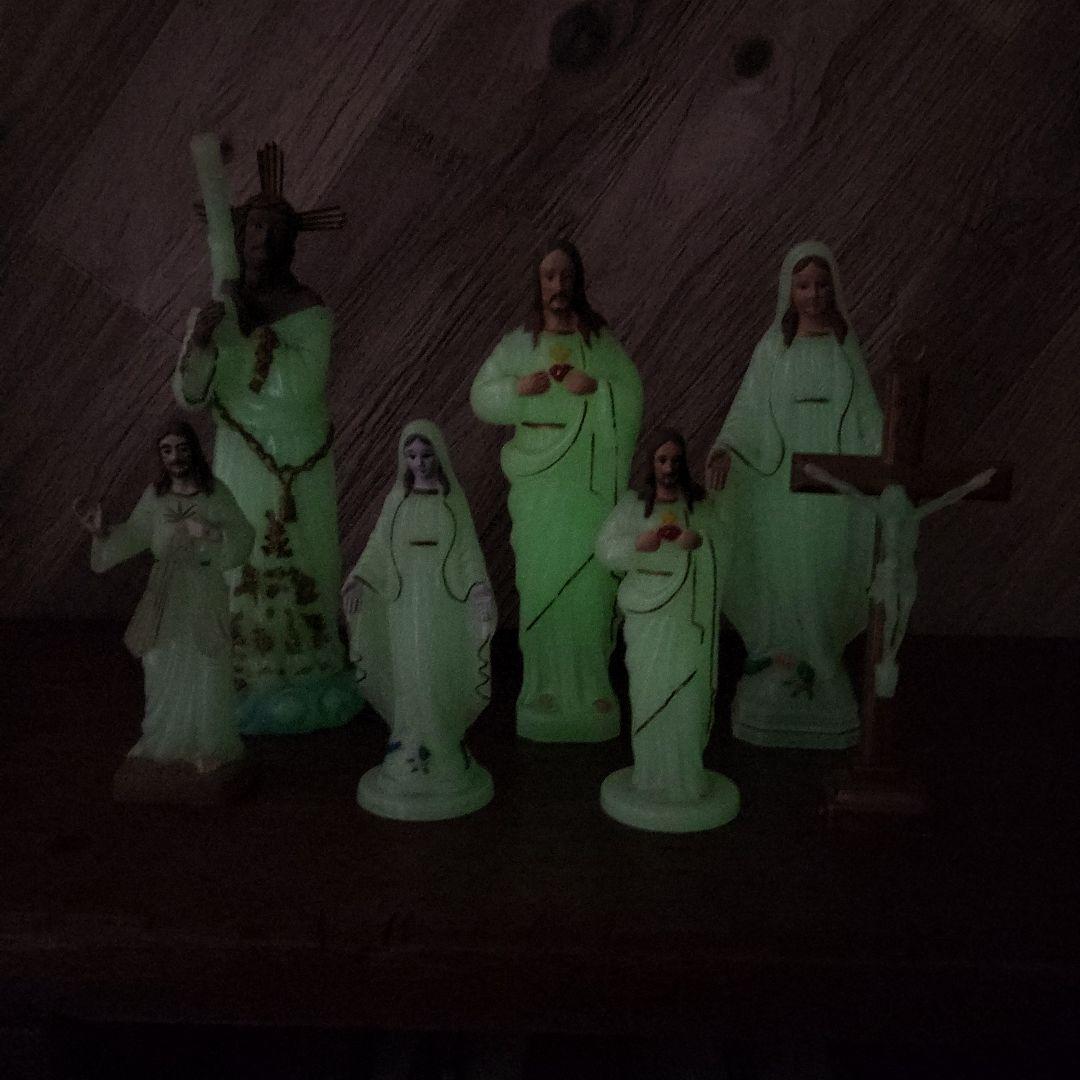 宗教的置物 セット キリスト教の聖人像　蓄光タイプ