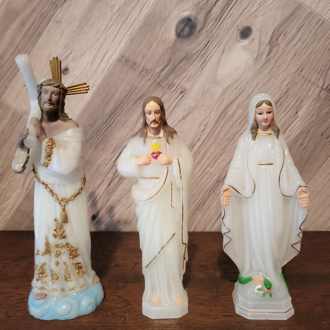 宗教的置物 セット キリスト教の聖人像　蓄光タイプ