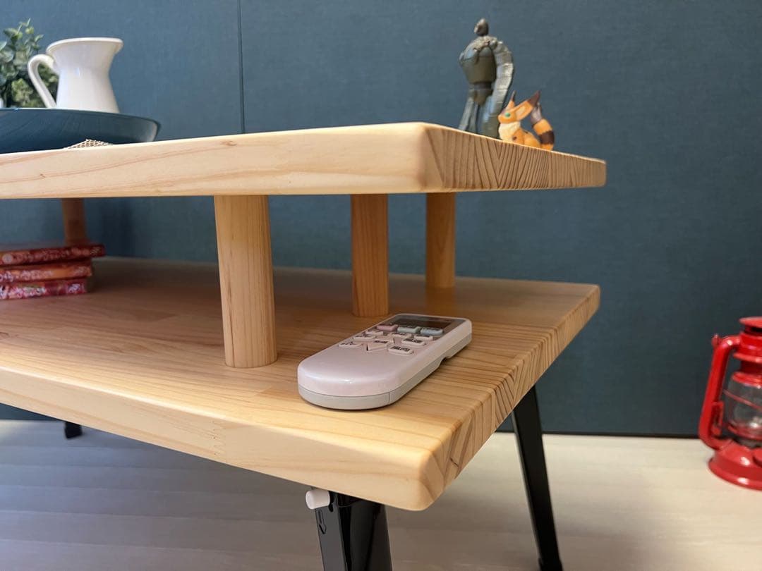 【在庫整理】 ローテーブル 長方形 収納付き 90cm パイン 折りたたみ脚