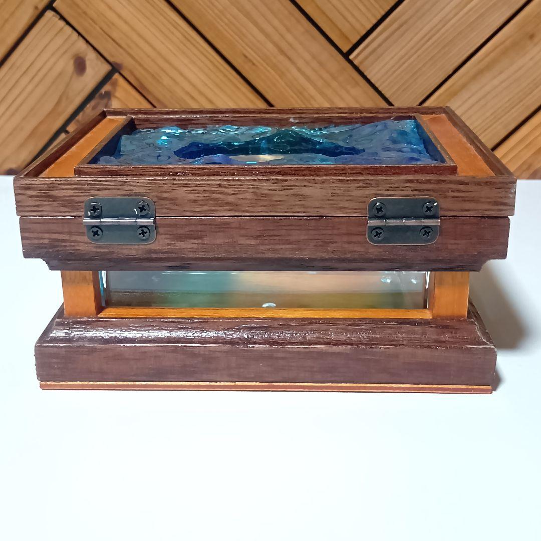 【1231】波紋揺れるオーシャンティッシュケース／ウッドレジン　インテリア