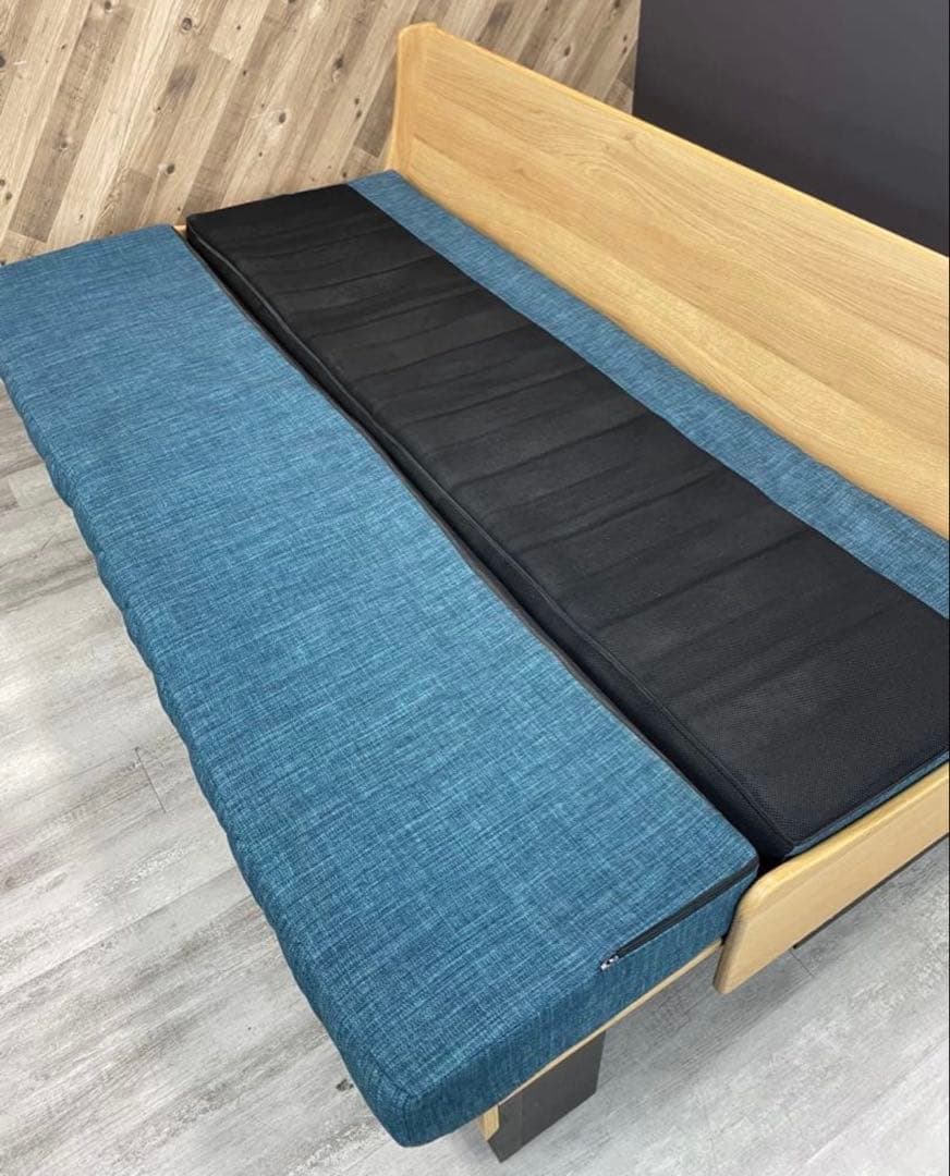 大川家具 モーブル ドロシーⅡ ソファベッド 200cm ブルー×ナチュラル