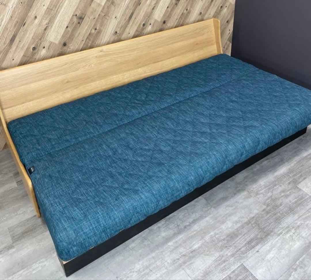 大川家具 モーブル ドロシーⅡ ソファベッド 200cm ブルー×ナチュラル