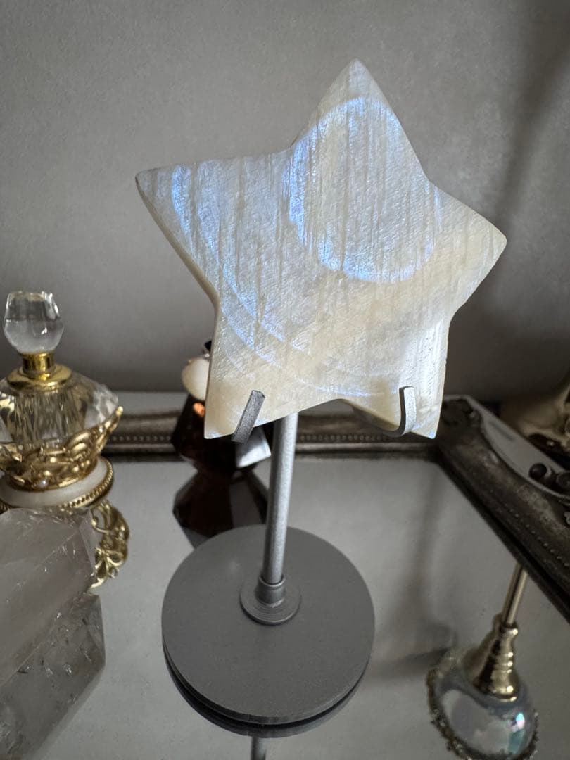 両面ブルーシラー★ムーンストーン スター ⭐︎シルバースタンド付