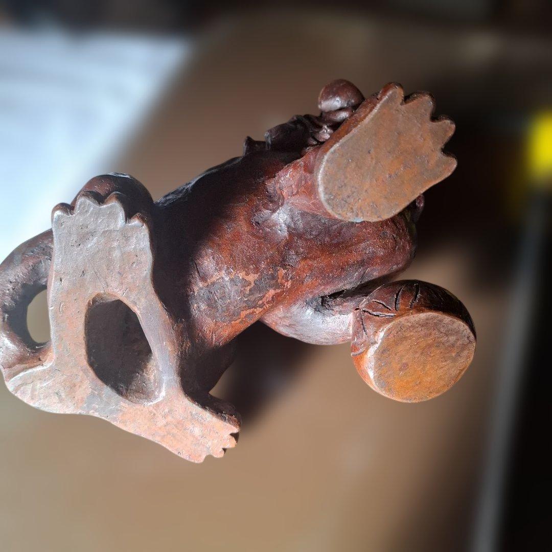 陶器　備前焼 獅子の置物 約20cm