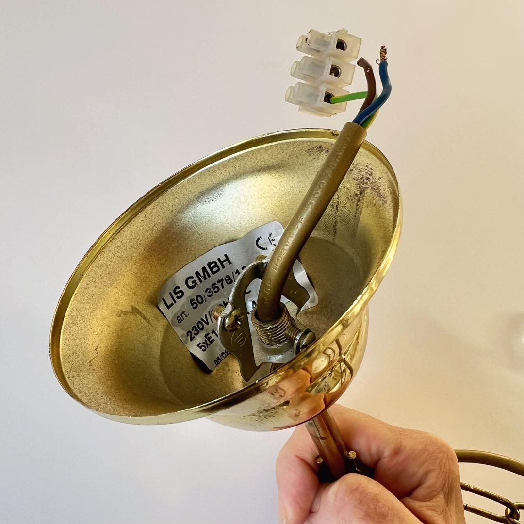 【ワケあり】ドイツ　ヴィンテージ　シャンデリア　5灯式