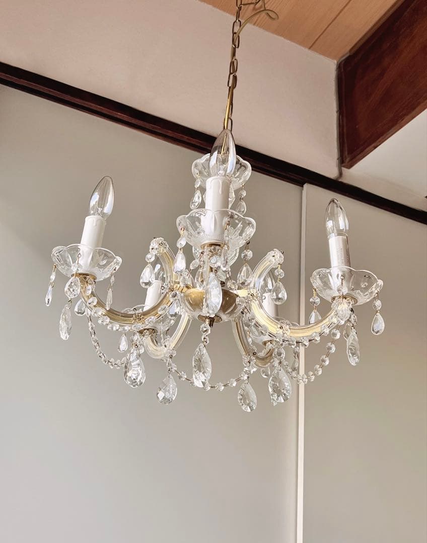 【ワケあり】ドイツ　ヴィンテージ　シャンデリア　5灯式