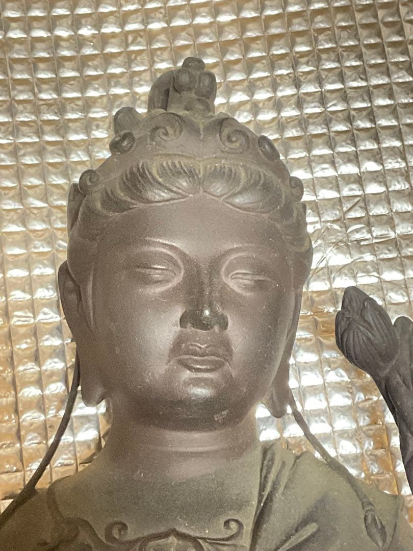 聖観世音菩薩立像／高村光雲作／銅像。【箱無し、現状 昭和