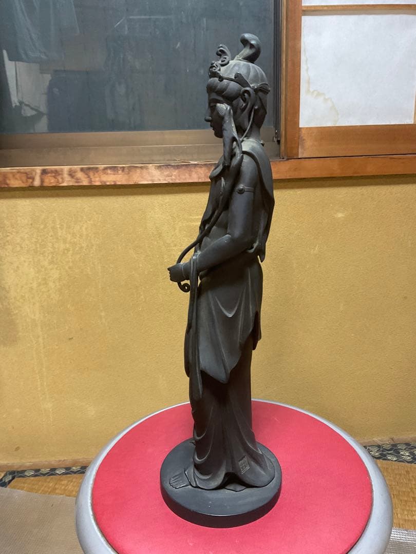 聖観世音菩薩立像／高村光雲作／銅像。【箱無し、現状 昭和