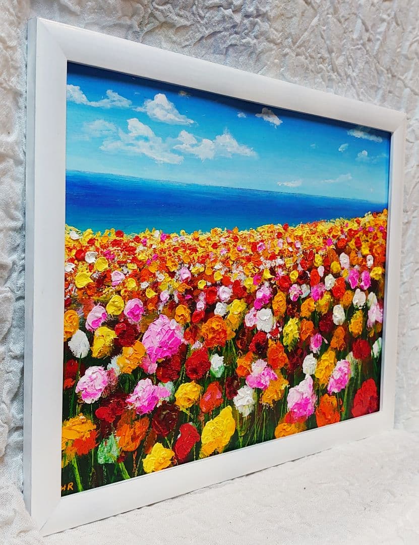 油絵 絵画 【海のお花畑】