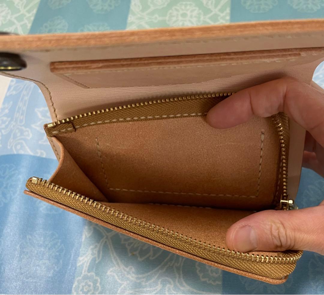 トラッカーウォレット　ミドルサイズ　限定品　一点物　お札を楽に収納　黄茶色手染め