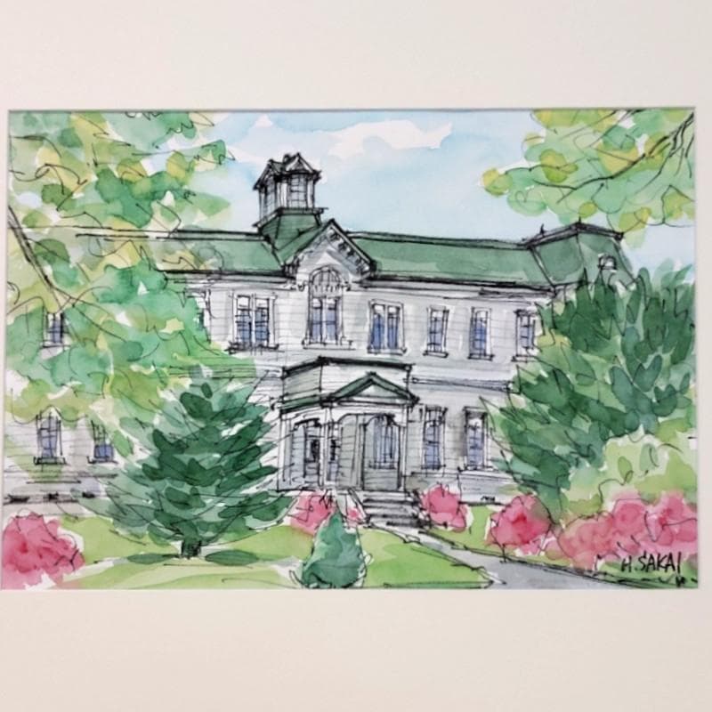 ☆ 境　肇 ☆「古河講堂」水彩画　大衣　新品額！